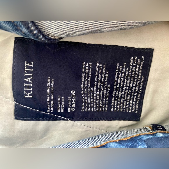 Size 29 KHAITE midi denim Charlene skirt, barely worn, zip fly, front slit - Picture 4 of 7